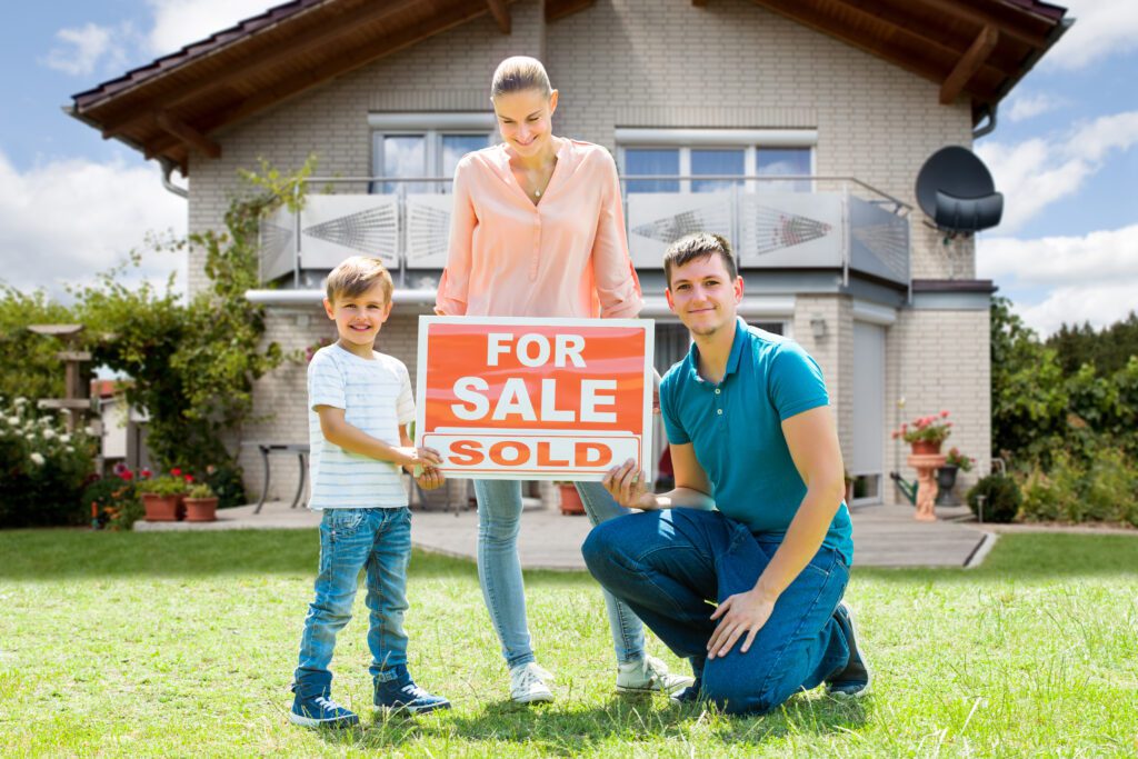 Family selling home with kids